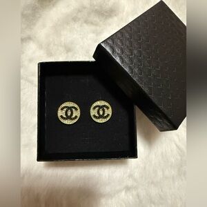 Stunning Gold and Black Stud Monogram Earrings